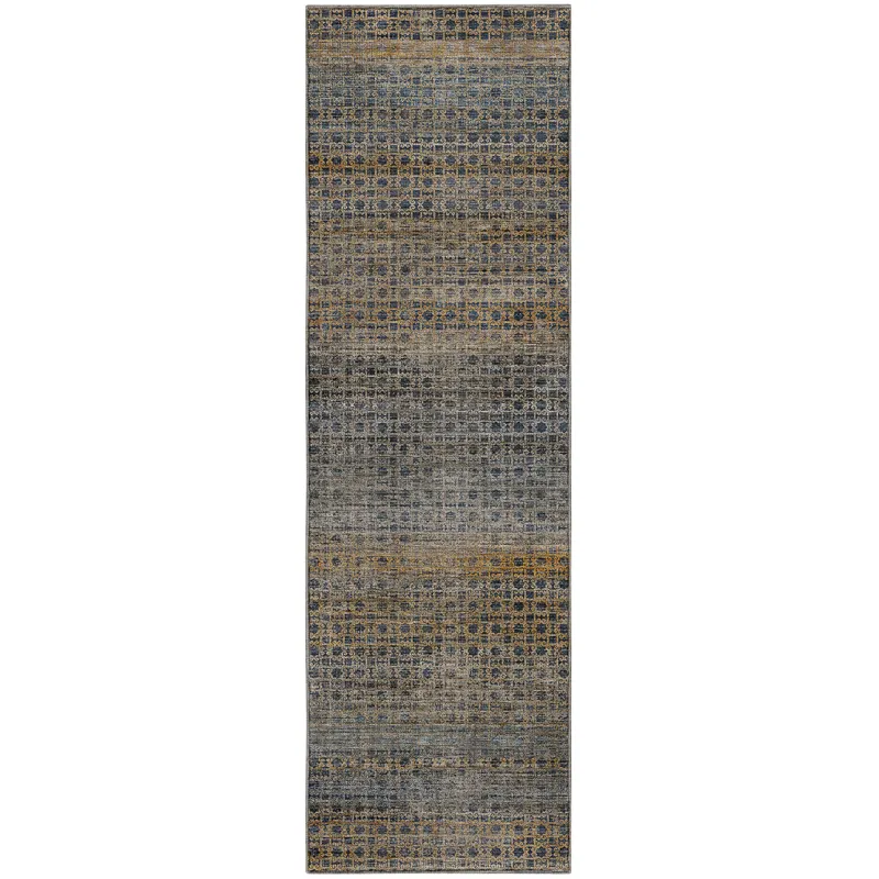 Machine Washable Vico Navy 2\'3\" x 7\'6\" Runner Rug
