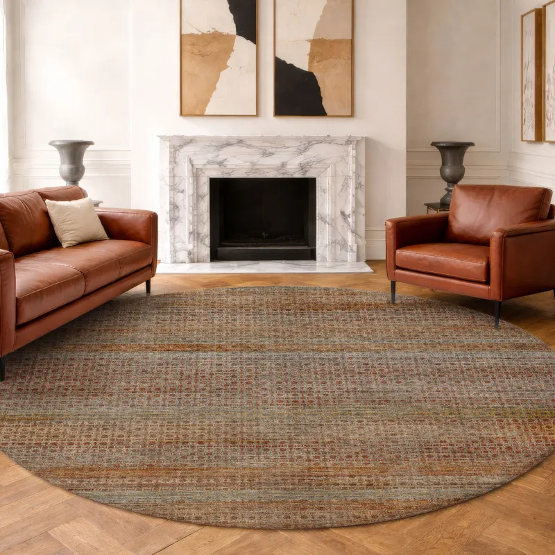 Machine Washable Vico Paprika 8\' x 8\' Round Rug
