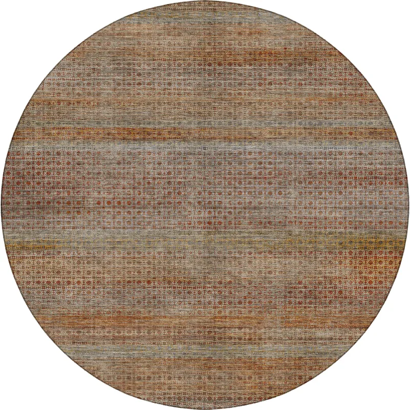 Machine Washable Vico Paprika 8\' x 8\' Round Rug