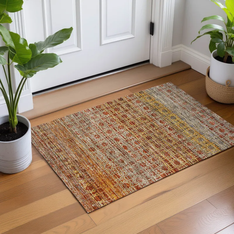 Machine Washable Vico Paprika 1\'8\" x 2\'6\" Rug