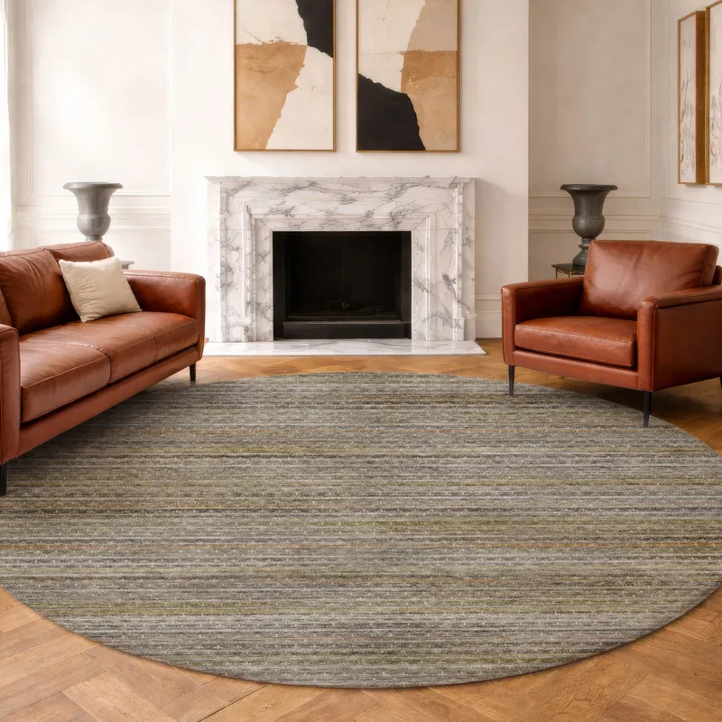 Machine Washable Vico Gray 8\' x 8\' Round Rug