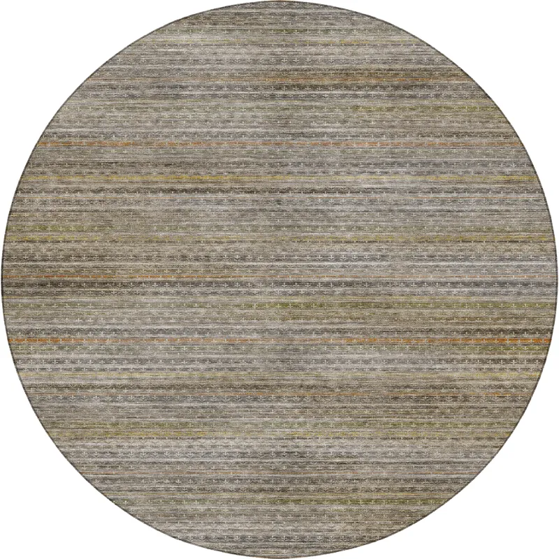 Machine Washable Vico Gray 8\' x 8\' Round Rug