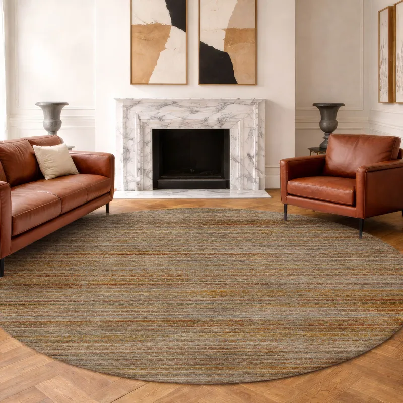 Machine Washable Vico Paprika 8\' x 8\' Round Rug