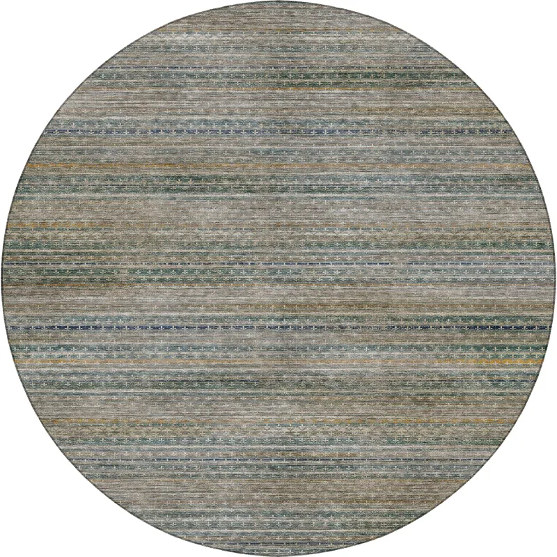 Machine Washable Vico Teal 8\' x 8\' Round Rug