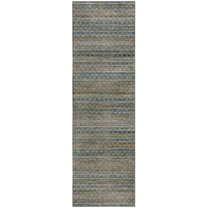 Machine Washable Vico Teal 2\'3\" x 7\'6\" Runner Rug