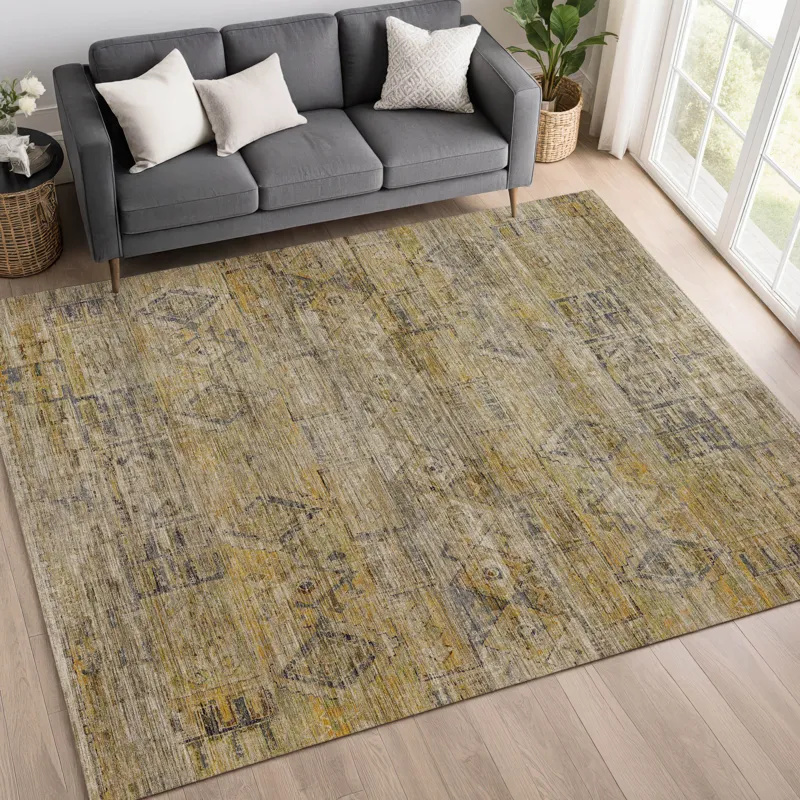 Machine Washable Vico Gold 2\'6\" x 3\'10\" Rug