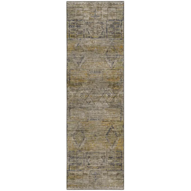Machine Washable Vico Gold 2\'3\" x 7\'6\" Runner Rug
