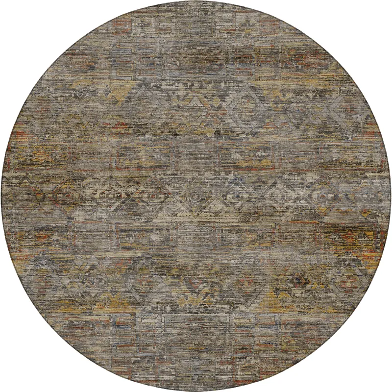 Machine Washable Vico Gray 8\' x 8\' Round Rug