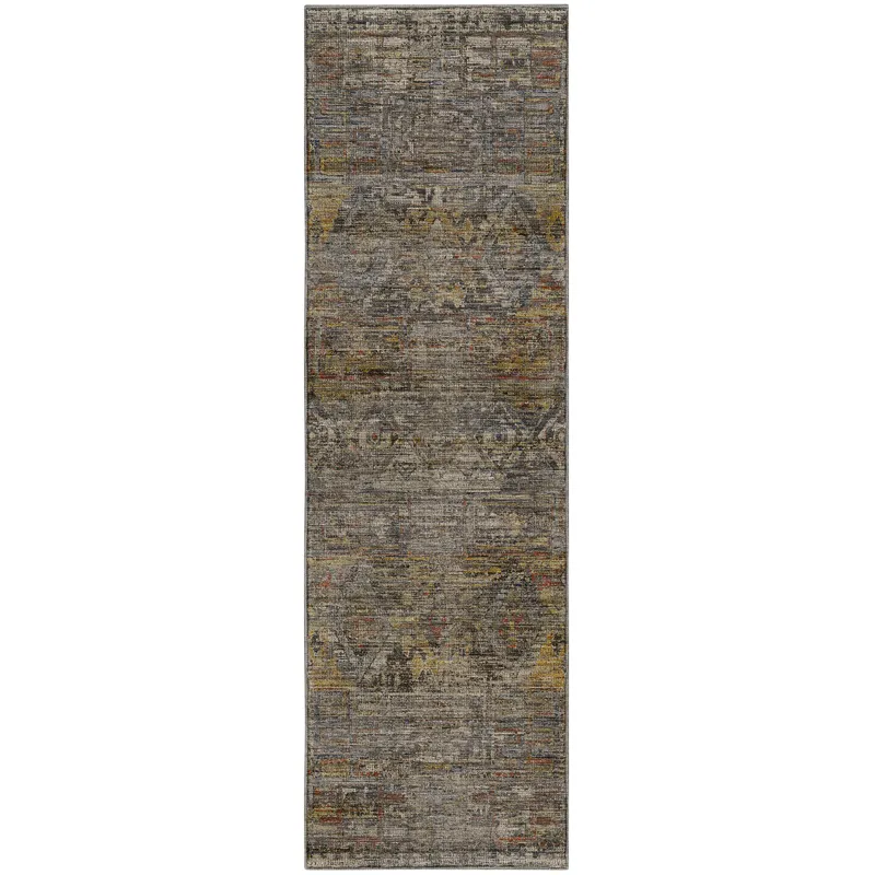 Machine Washable Vico Gray 2\'3\" x 7\'6\" Runner Rug