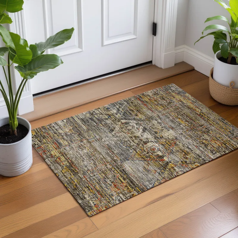 Machine Washable Vico Gray 1\'8\" x 2\'6\" Rug