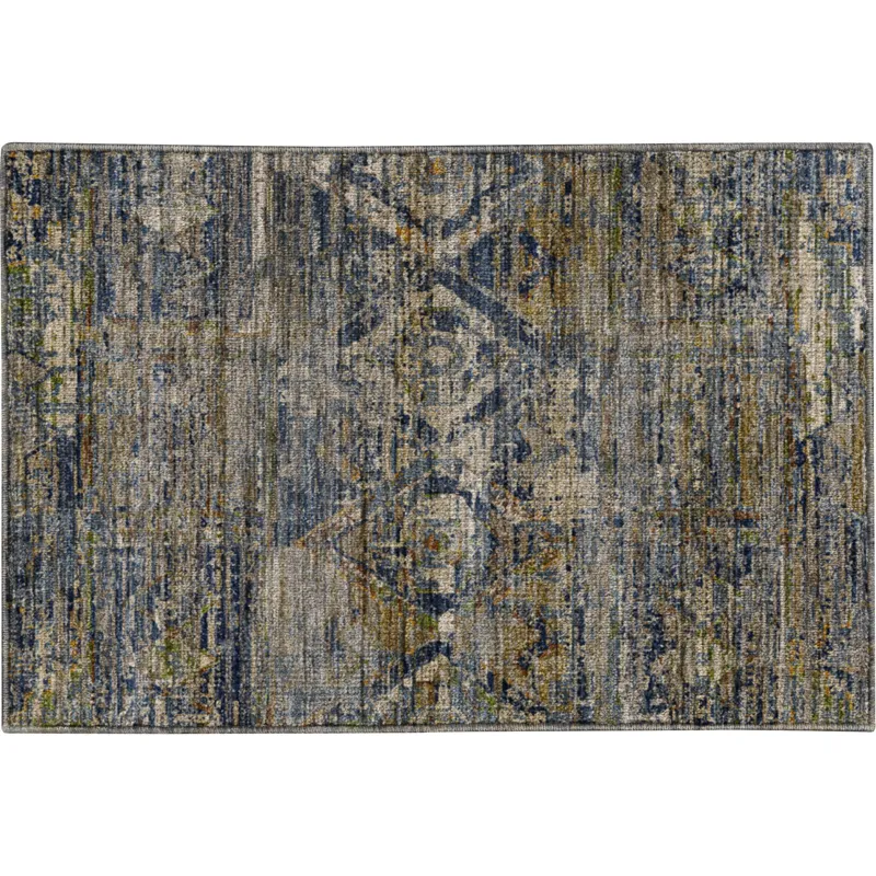 Machine Washable Vico Navy 1\'8\" x 2\'6\" Rug