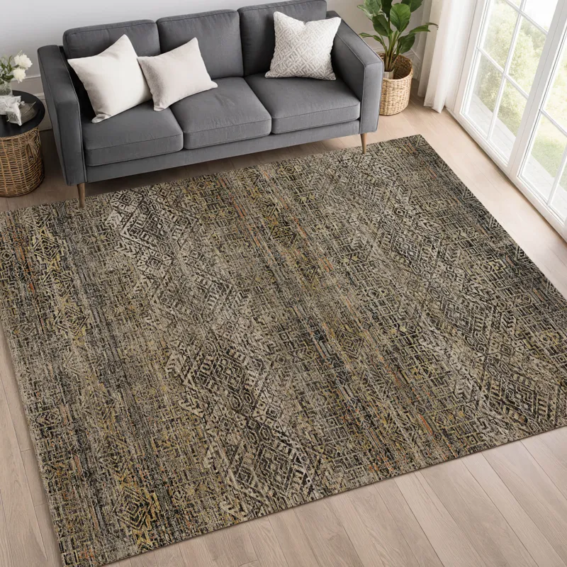 Machine Washable Vico Black 9\' x 12\' Rug