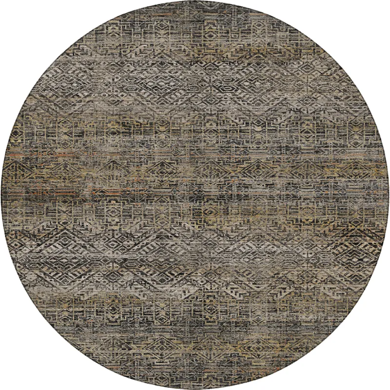 Machine Washable Vico Black 8\' x 8\' Round Rug