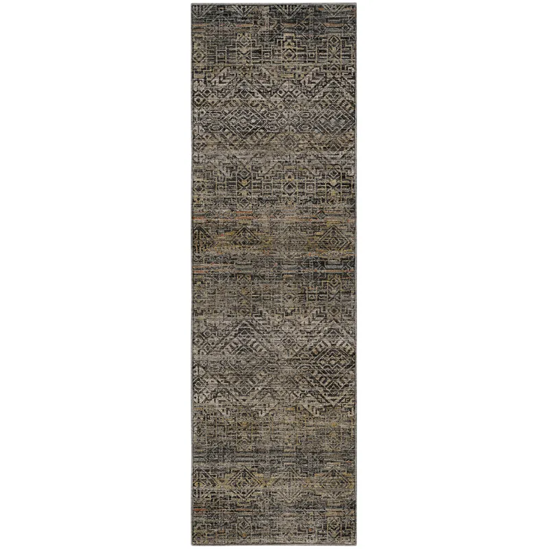 Machine Washable Vico Black 2\'3\" x 7\'6\" Runner Rug