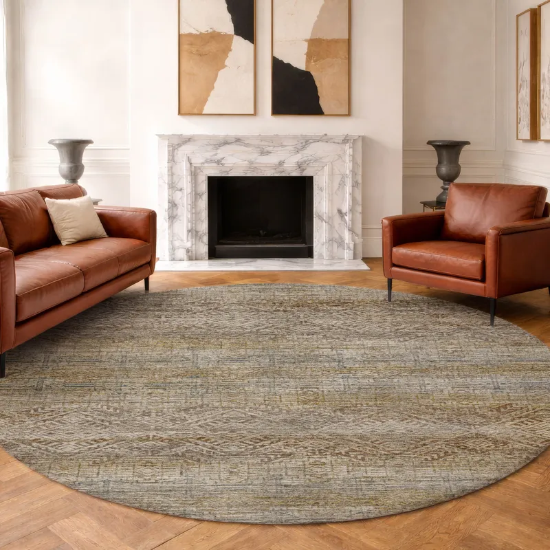 Machine Washable Vico Linen 8\' x 8\' Round Rug