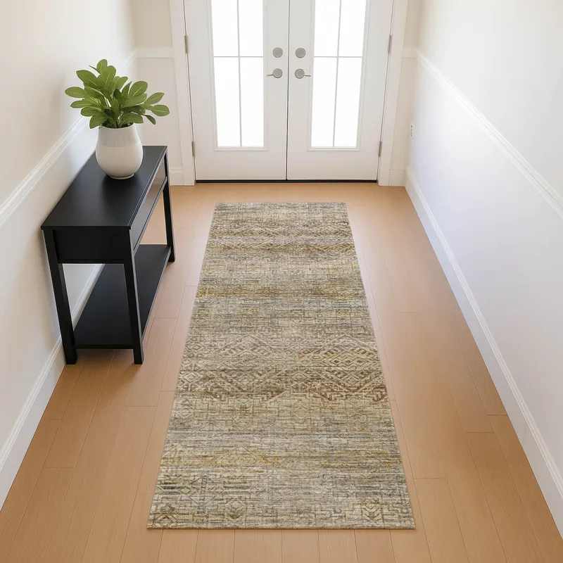 Machine Washable Vico Linen 2\'3\" x 7\'6\" Runner Rug