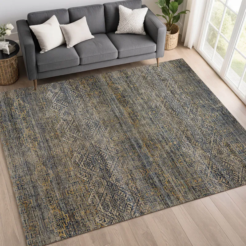 Machine Washable Vico Navy 3\' x 5\' Rug