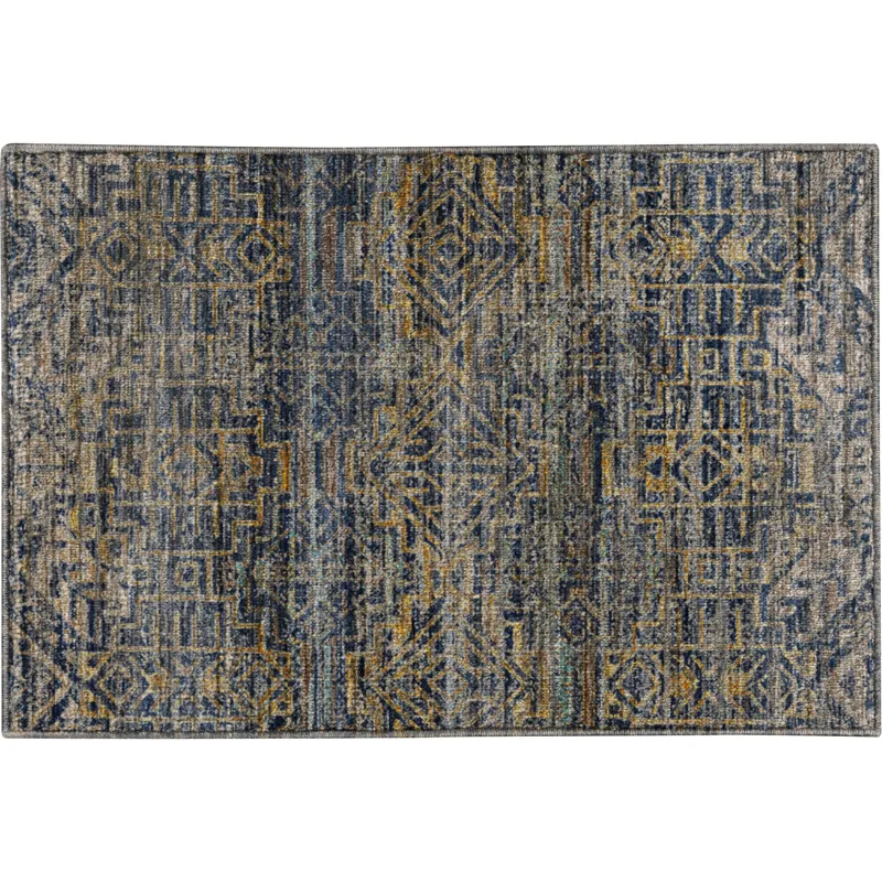 Machine Washable Vico Navy 1\'8\" x 2\'6\" Rug
