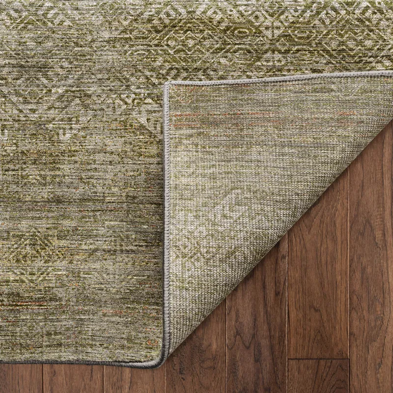 Machine Washable Vico Olive 8\' x 8\' Round Rug