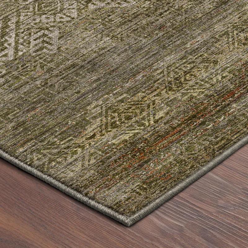 Machine Washable Vico Olive 8\' x 8\' Round Rug