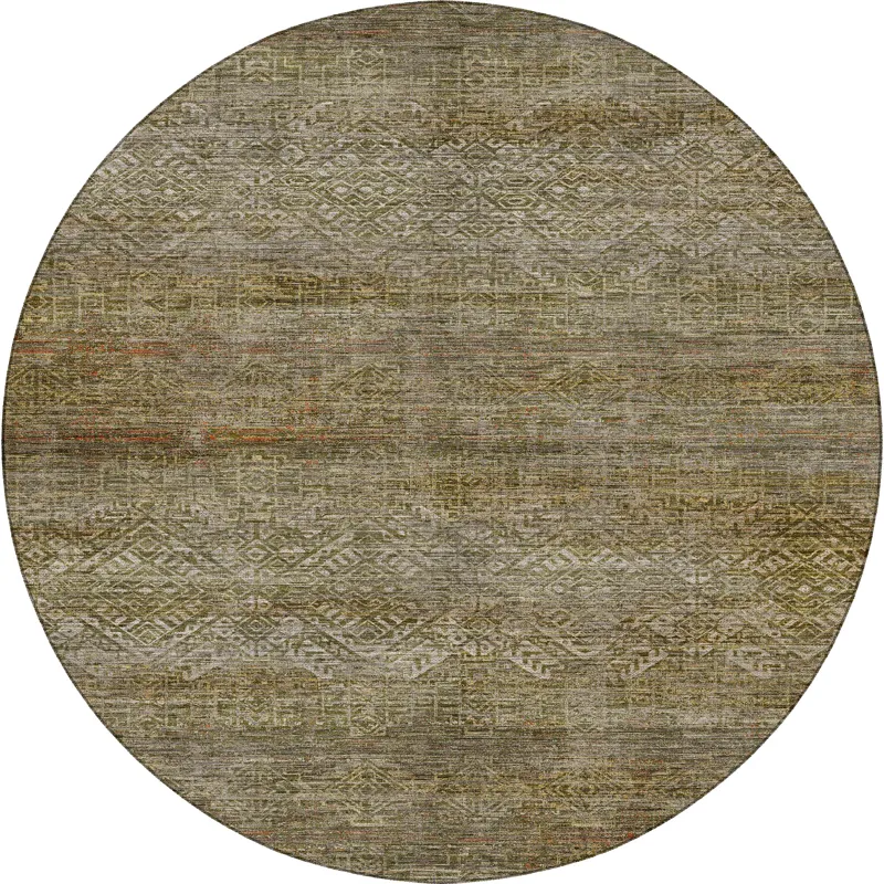 Machine Washable Vico Olive 8\' x 8\' Round Rug