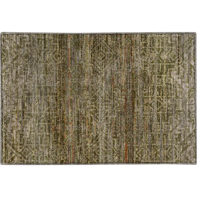 Machine Washable Vico Olive 1\'8\" x 2\'6\" Rug