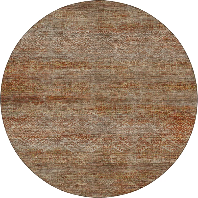 Machine Washable Vico Paprika 8\' x 8\' Round Rug