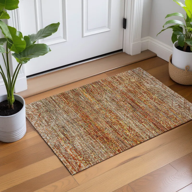 Machine Washable Vico Paprika 1\'8\" x 2\'6\" Rug