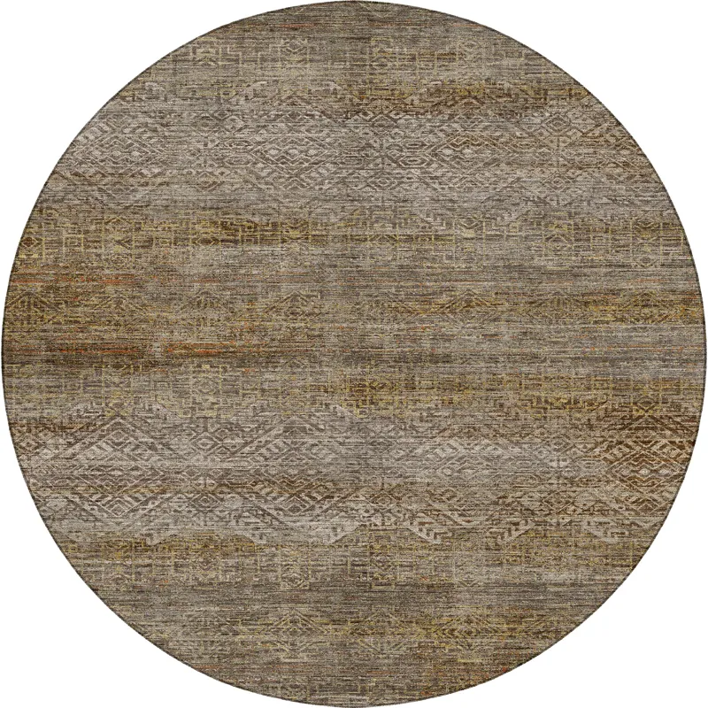 Machine Washable Vico Taupe 8\' x 8\' Round Rug