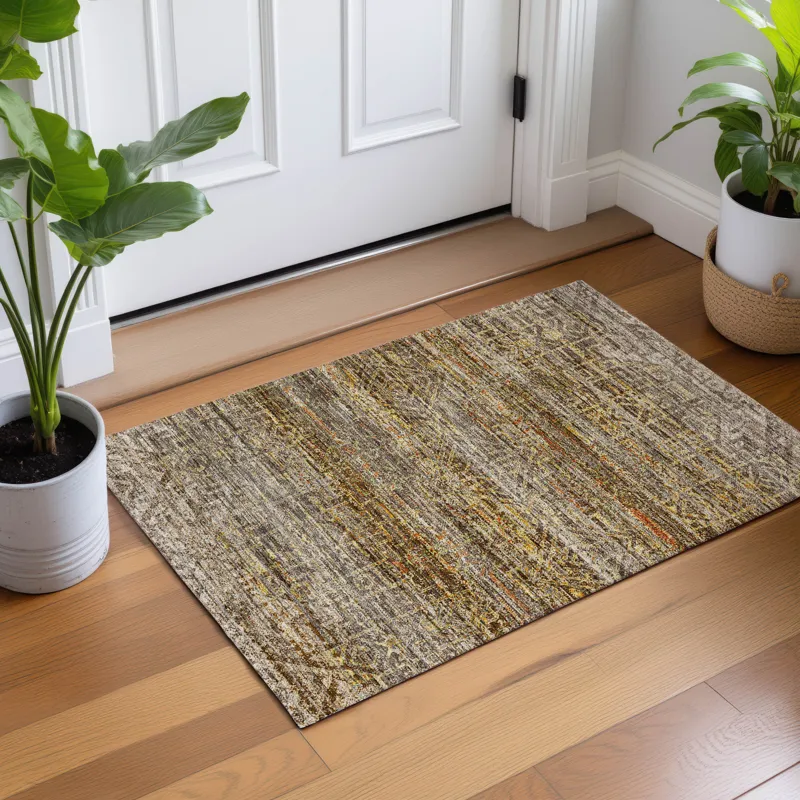 Machine Washable Vico Taupe 1\'8\" x 2\'6\" Rug