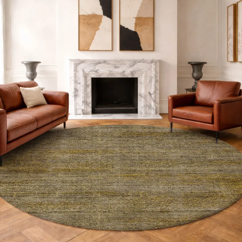 Machine Washable Vico Gold 8\' x 8\' Round Rug