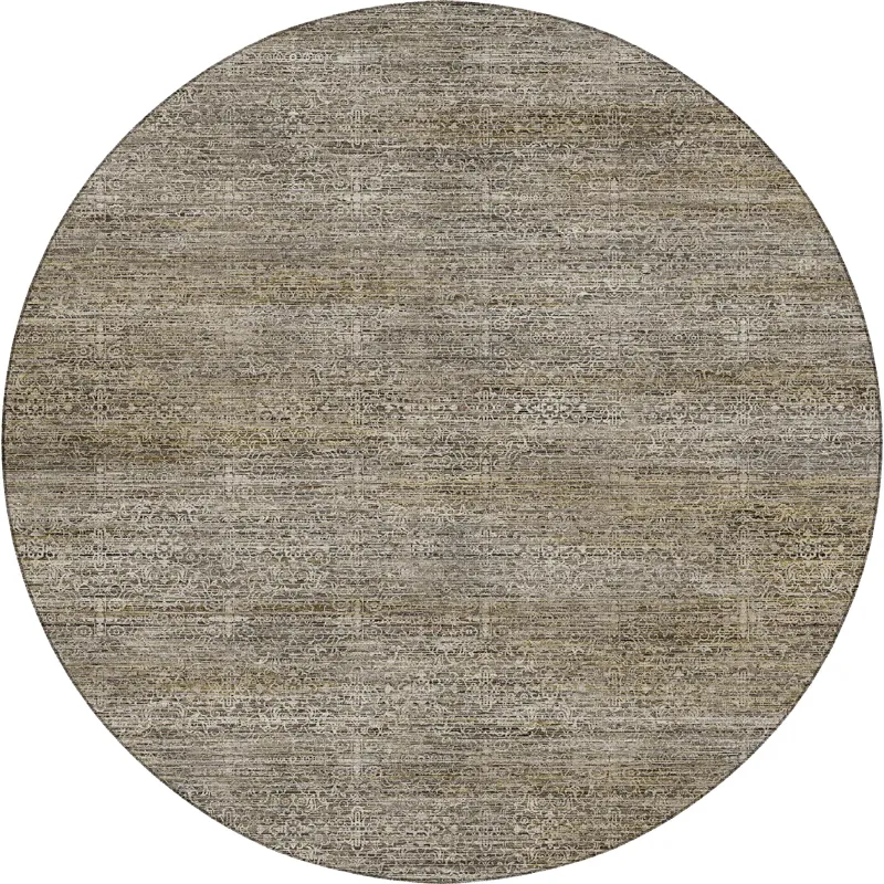 Machine Washable Vico Khaki 8\' x 8\' Round Rug