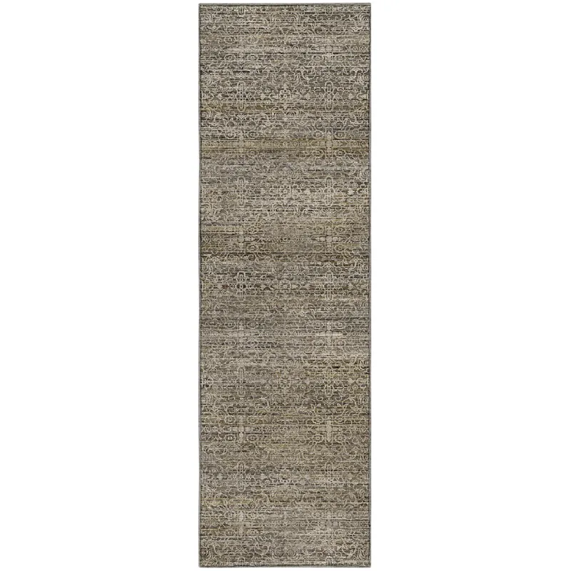 Machine Washable Vico Khaki 2\'3\" x 7\'6\" Runner Rug