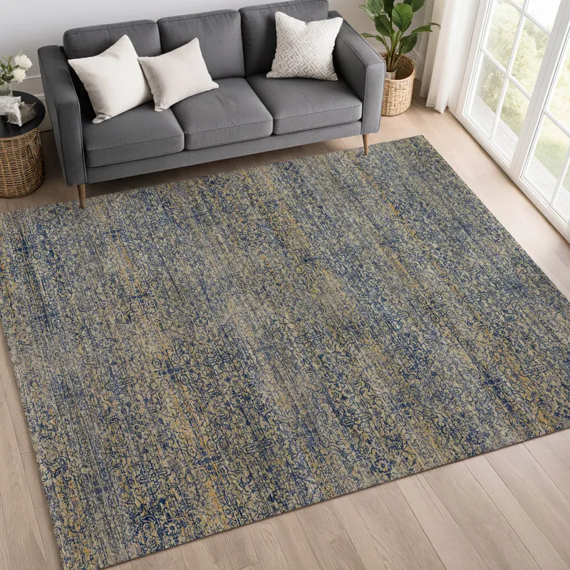 Machine Washable Vico Navy 10\' x 14\' Rug