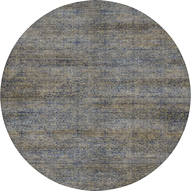 Machine Washable Vico Navy 8\' x 8\' Round Rug