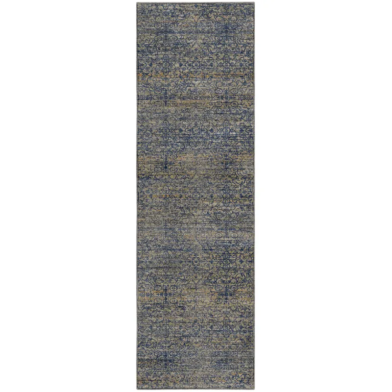 Machine Washable Vico Navy 2\'3\" x 7\'6\" Runner Rug