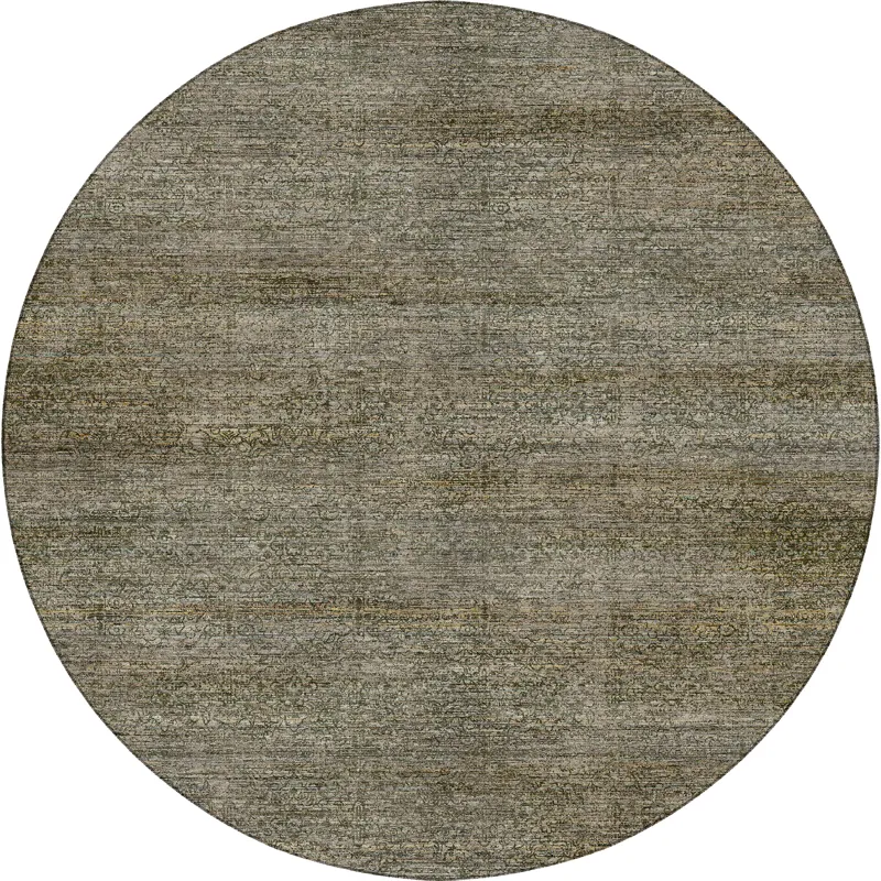 Machine Washable Vico Olive 8\' x 8\' Round Rug
