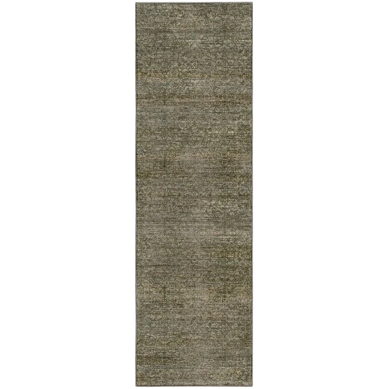 Machine Washable Vico Olive 2\'3\" x 7\'6\" Runner Rug