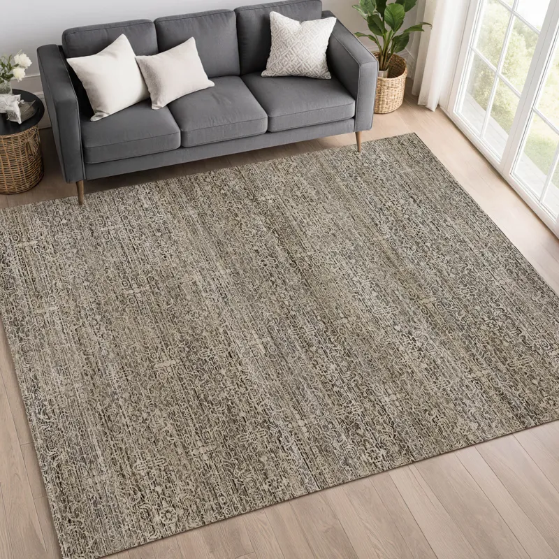 Machine Washable Vico Silver 2\'6\" x 3\'10\" Rug
