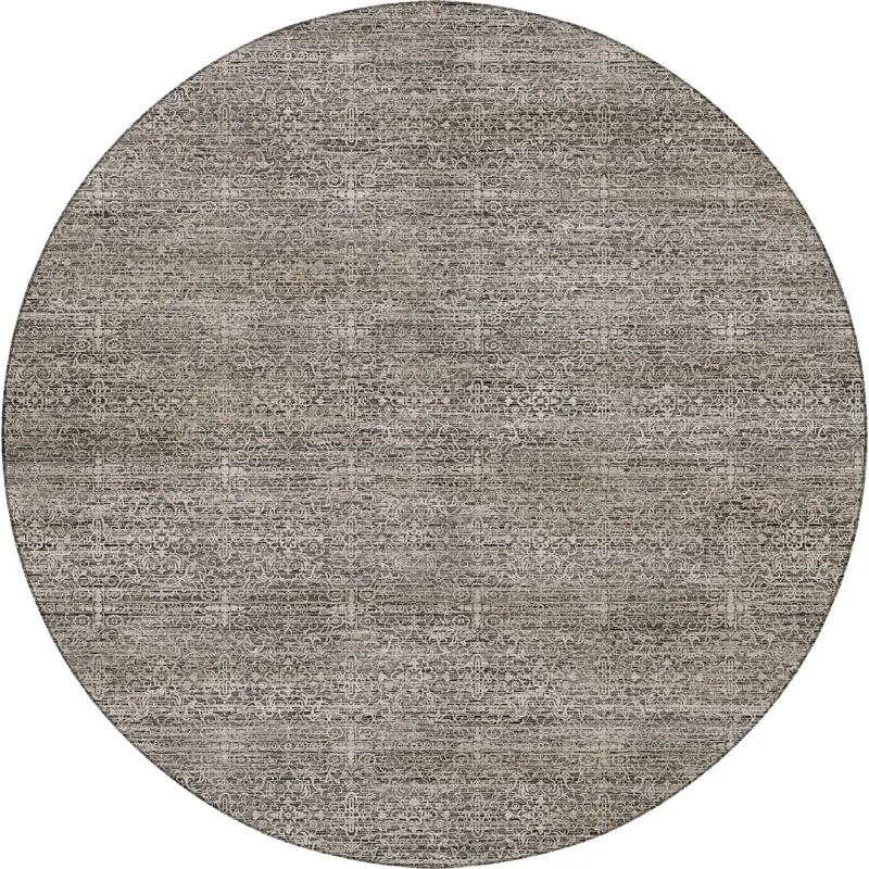 Machine Washable Vico Silver 8\' x 8\' Round Rug