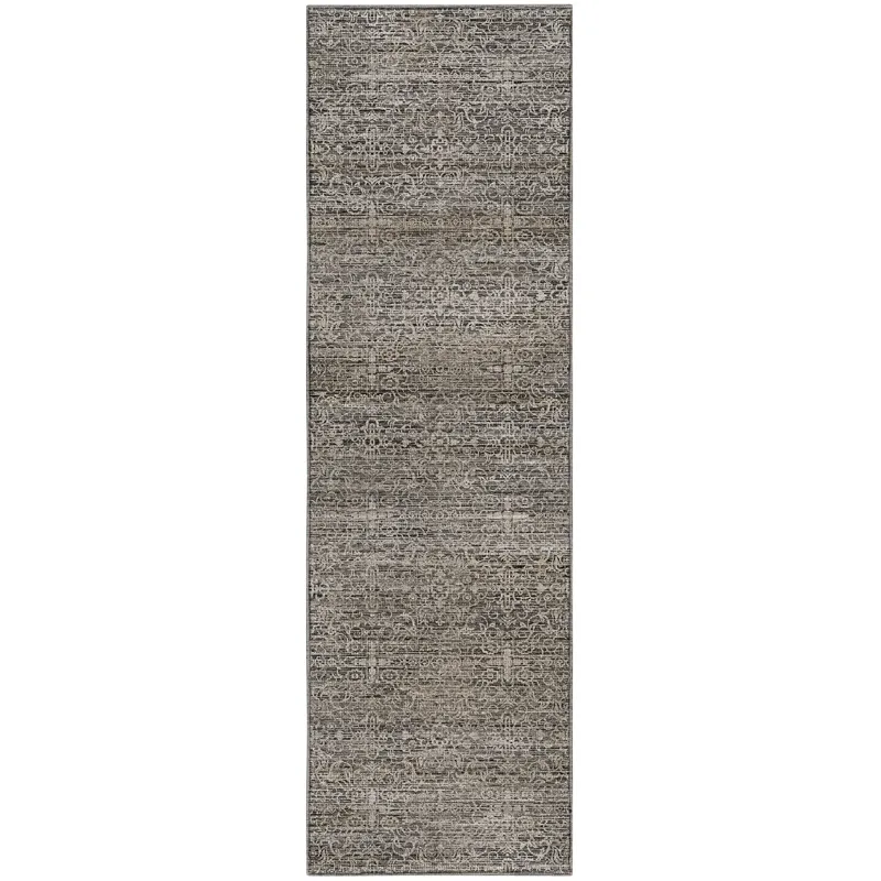 Machine Washable Vico Silver 2\'3\" x 7\'6\" Runner Rug