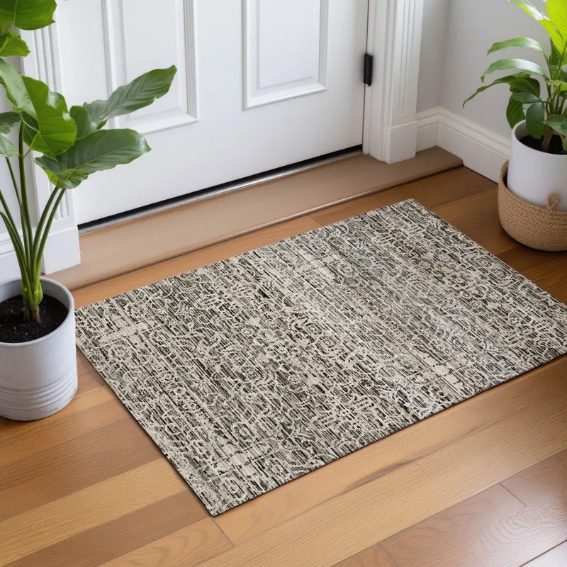 Machine Washable Vico Silver 1\'8\" x 2\'6\" Rug