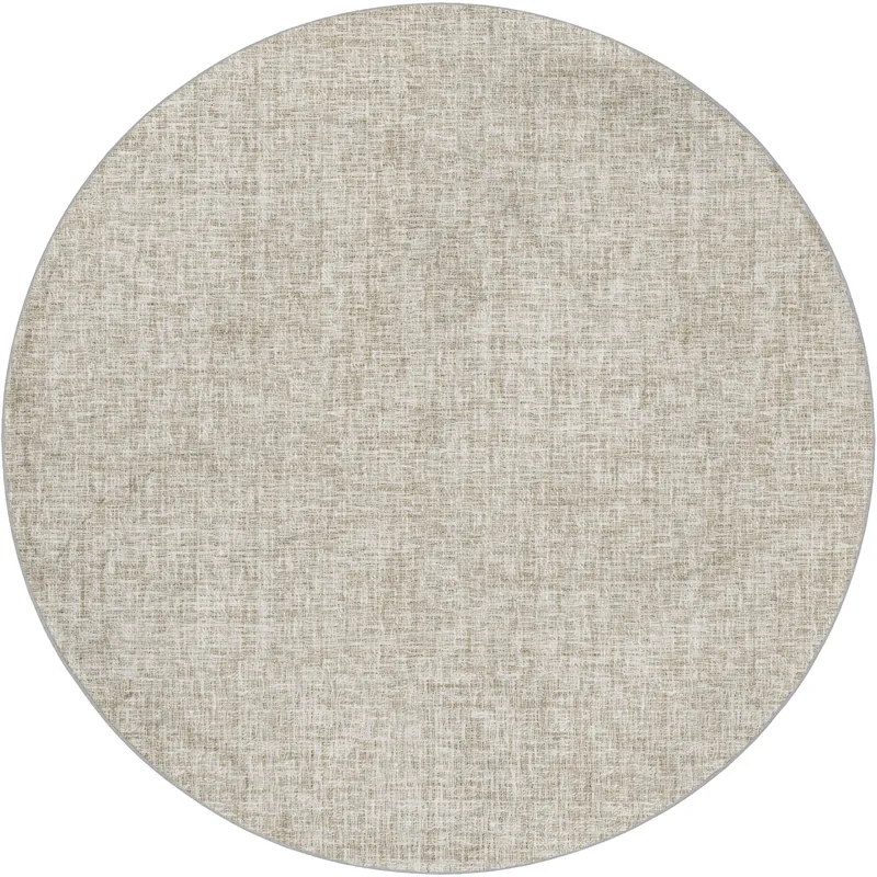 Luxury Washable Voyage Beige 8\' x 8\' Round Rug