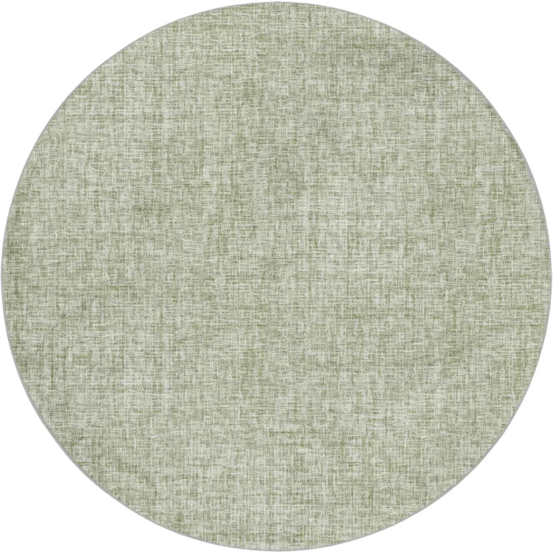 Luxury Washable Voyage Celery 8\' x 8\' Round Rug