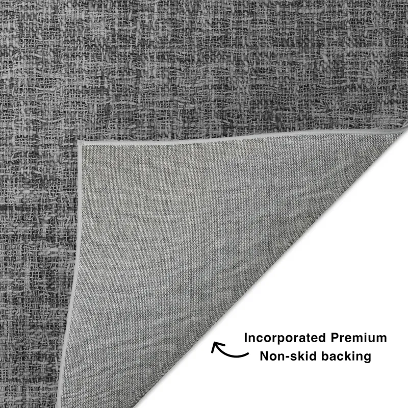 Luxury Washable Voyage Charcoal 2\'3\" x 7\'6\" Runner Rug