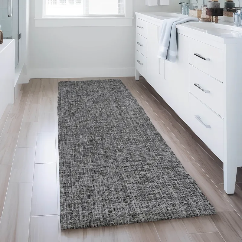 Luxury Washable Voyage Charcoal 2\'3\" x 7\'6\" Runner Rug