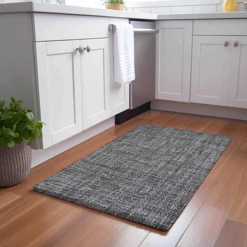 Luxury Washable Voyage Charcoal 1\'8\" x 2\'6\" Rug