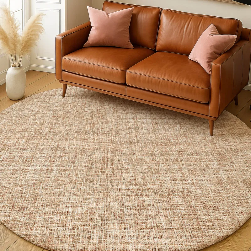 Luxury Washable Voyage Copper 8\' x 8\' Round Rug