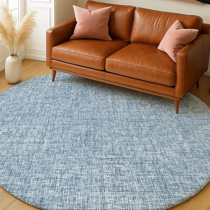 Luxury Washable Voyage Denim 8\' x 8\' Round Rug