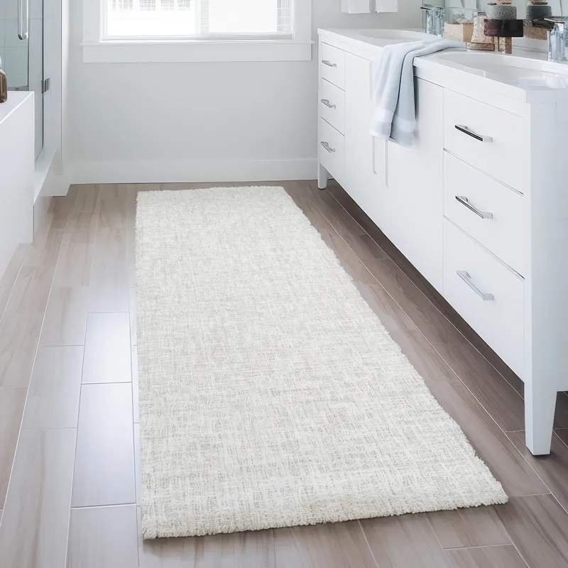 Luxury Washable Voyage Ivory 2\'3\" x 7\'6\" Runner Rug